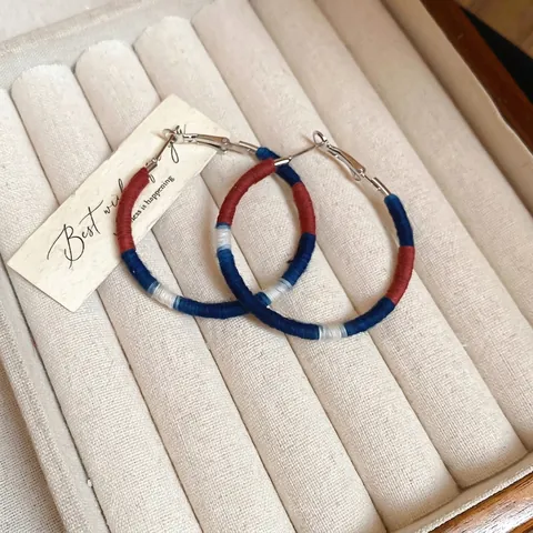 Orecchini A Cerchio In Corda Intrecciata Colorata Bohemien Con Perno In Argento Stile Etnico Retro Gioielli Per Donne
