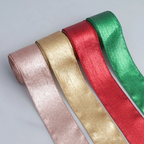 Ruban Métallique à Paillettes avec Bord Filaire pour Emballage Cadeau Noeuds DIY Accessoires de Vêtement Décoration de Noël Mariage Fête