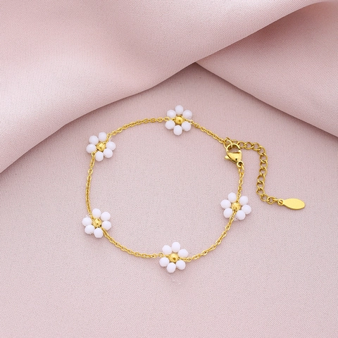 Braccialetto a Petali di Cristallo in Acciaio al Titanio Per Uomo Donna Bracciale Fiore Regolabile Gioielli da Polso