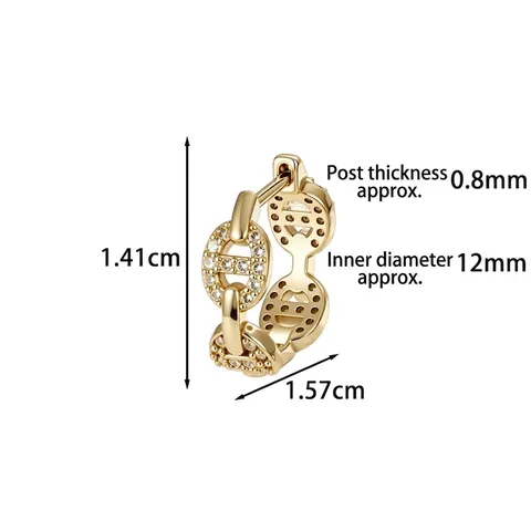 French Retro Pig Nose Hoop Earrings Copper Micro Pave Cubic Zirconia High End Luxury Ear Jewelry For Women