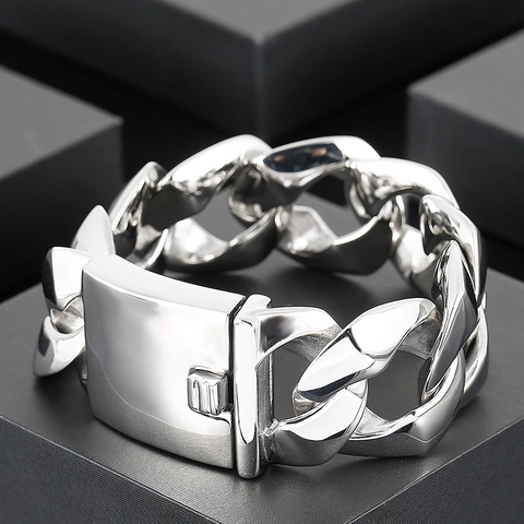 Cuban Link Bracelet 316L Stainless Steel Polished Heavy Duty Chunky Hip Hop Streetwear For Men