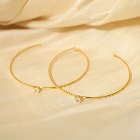 Minimalistischer Armreif Aus Edelstahl Für Damen 18K Vergoldet Zirkonia Offener Armreif Eleganter INS-Stil Schmuck