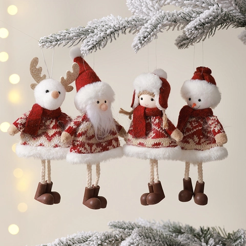 Ornamenti Appesi In Peluche Di Natale Babbo Natale Pupazzo Di Neve Angelo Renna Tessuto A Maglia Finta Pelliccia Arredo