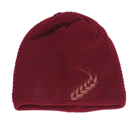 Berretto Invernale Lavorato A Maglia Acrilico Foderato In Pile Caldo Spesso Ricamato Motivo Spiga Di Grano Antivento Unisex