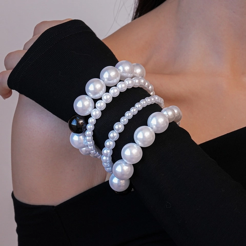 Bracciale Multistrato In Künstliche Perle A Spirale Elegante Gioiello In Lega Barocca Geometrica Da Donna