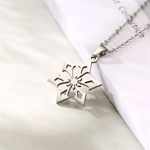 Collier Pendentif Minimaliste En Acier Inoxydable Cœur Flocon De Neige Bateau Origami Bijoux Mode Femme Chaîne En O