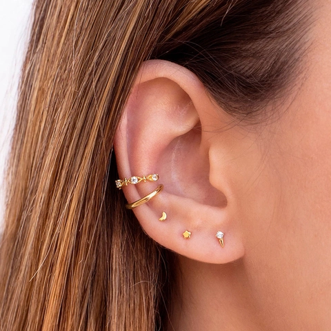 Mond Sichel Ohrstecker Winzig Kupfer Mit 925 Sterling Silber Ohrstecker Minimalistisch Schmuck Für Frauen