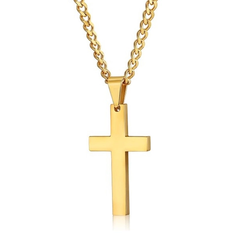 Minimalist Cross Pendant Necklace Polished Alloy Religious Jewelry For Men Women Simple Classic Style