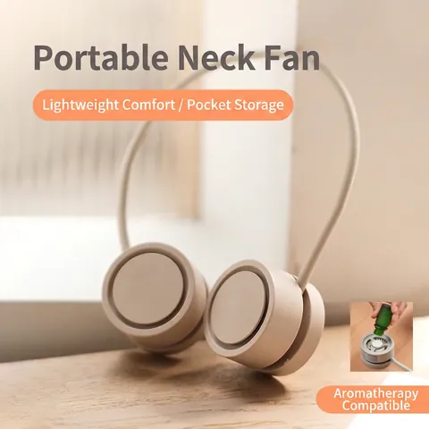 Ventilatore Da Collo Portatile Senza Pale ABS Silicone USB Ricaricabile Aromaterapia Pieghevole Velocità Regolabili Raffreddamento Esterno Viaggi