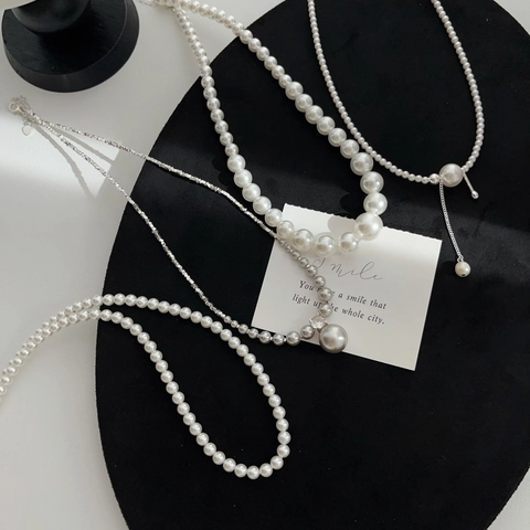 925 Sterling Silver Artificial Pearl Pendant Necklace Minimalist Luxury Daily Jewelry Gift For Women