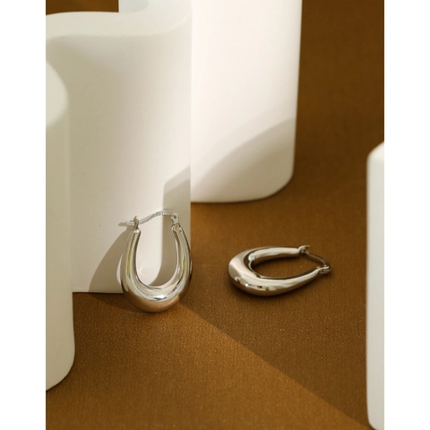 Boucles D'Oreilles Créoles En Forme De U En Argent Sterling 925 Poli Géométrique Style Minimaliste Bijoux Pour Femmes