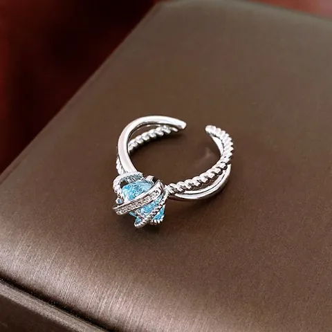 Anillo Abierto Ajustable De Cobre Con Circón Estrella Cuerda Retorcida Joyas De Moda Personalizadas De Lujo Para Mujeres