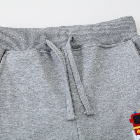 Jungen Jogginghose Gestrickte Baumwolle Feuerwehr Stickerei Lässige Sporthose Elastischer Kordelzug Bund Gerippte Bündchen