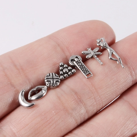 Dermal Anchor Top Roestvrijstalen Body Piercing Sieraden Halve Maan Libel Rits Driehoek Met Interne Schroefdraad Stud