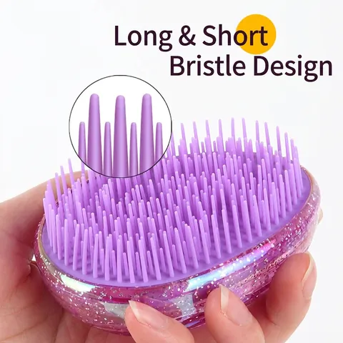 Spazzola Per Capelli Districante A Forma Di Uovo Pettine Da Massaggio Antistatico Portatile Con Setole Lunghe E Corte Design Stellato