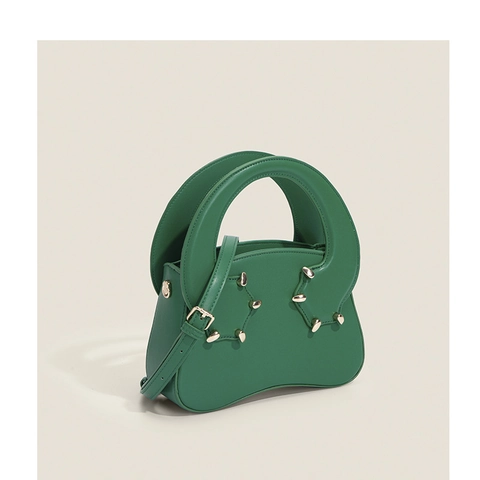 Women PU Leather Niche Design Paw Shape Handbag With Metal Rivets And Adjustable Strap Fashion Crossbody Bag