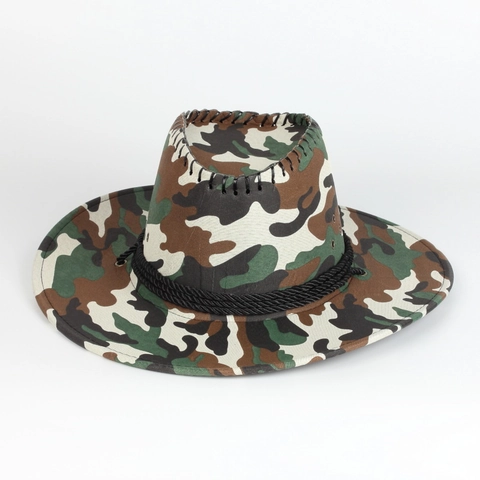 Western Cowboy Hut Camouflage Polyester Breite Krempe Verstellbar Outdoor Taktischer Sonnenschutz Militärstil Herren Damen