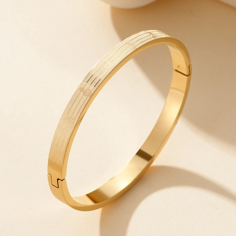 Brazalete de Acero Inoxidable Grabado Con Notas Musicales y Pentagrama para Hombre Mujer Joyería Musical Vintage