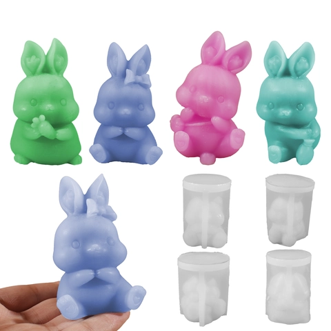 Cute Bunny Silicone Candle Molds Rabbit Resin Casting Mold Easter DIY Aromatherapy Wax Soap Plaster Modeling Home Decor
