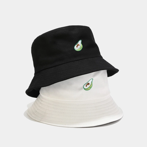 Cappello Alla Pescatora In Cotone Con Ricamo Avocado Casual Protezione Solare Pieghevole Per Uomini Donne