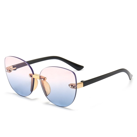 Kids Frameless Irregular Sunglasses Gradient UV400 PC Metal Fashion Butterfly Eyewear For Boys Girls