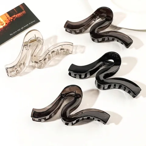 Large Hair Claw Clips Plastic Acrylic Wave S-Shape Crescent Moon Design Strong Hold French Styling Accessories For Women