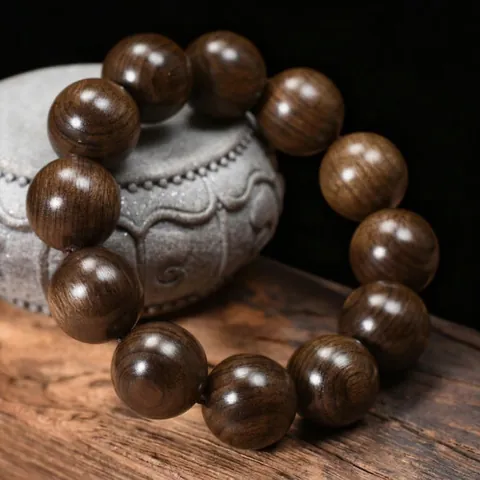 Natürliches Ebenholz Perlenarmband Handgefertigt Ethnisch Zen Buddha Perlen Schmuck Für Herren Damen Vintage Poliert