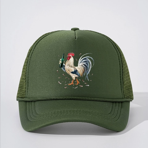 Casquette Trucker Imprimé Coq Bière Humour Dessin Animé Animal Filet Ajustable Respirant Extérieur Soleil Baseball Unisexe