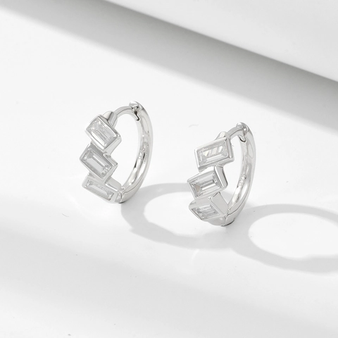 925 Sterlingsilber Baguette Zirkonia Geometrische Ohrringe Gold Silber Plattiert Retro Minimalist Damen Schmuck Geschenk