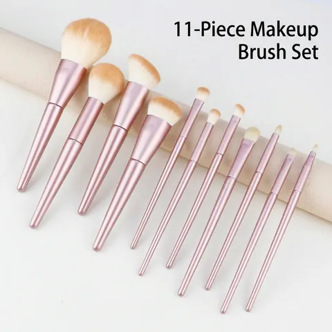 Pennelli Per Trucco Professionali Rosa Setole In Fibra Sintetica Morbida Manico In Legno Con Custodia Portatile Per Principianti Strumenti