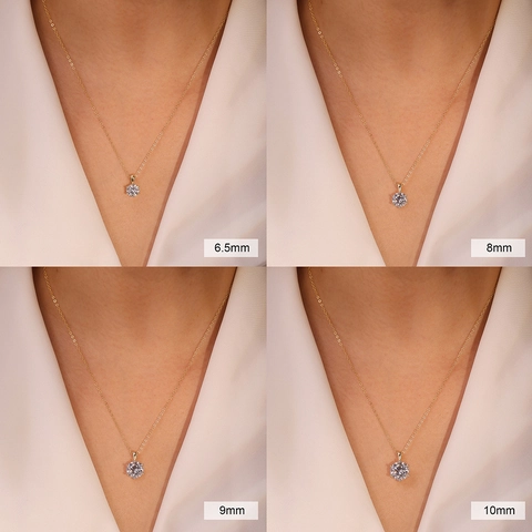 925 Sterling Silver Crown Six Prong Zirconia Pendant Necklace For Women Gold White Gold Electroplated Simple Solitaire Jewelry