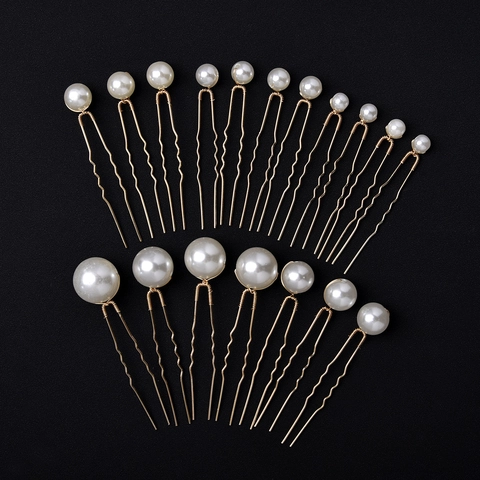 Forcine per Capelli con Künstliche Perle da Sposa a Forma di U in Lega per Donna Accessori per Capelli da Matrimonio Oro Argento Gioielli per Capelli Elegante Copricapo