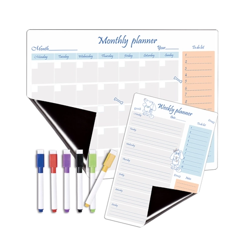 Magnetic Refrigerator Calendar Planner Dry Erase Board Monthly Weekly Schedule With Markers Home Kitchen