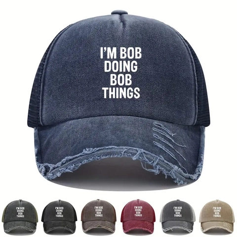 Cappello Trucker Distressed Cotone Lavato Mesh Cappellino Da Baseball Stampa Lettere Retro Streetwear Sole Esterno