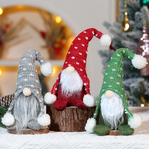 Decoración De Gnomo De Navidad Muñeca De Peluche Tejida Sin Cara Adorno De Mesa Para Fiesta De Vacaciones En El Hogar