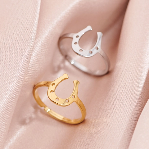 Minimalistische Roestvrijstalen Hoefijzer Open Ring Voor Dames Geometrische U-Vormige Verstelbare Vingerring Mode Sieraden Cadeau