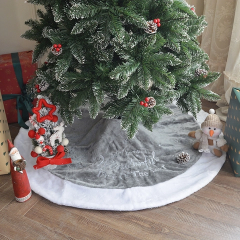Christmas Tree Skirt Circular Faux Fur Soft Plush Polyester Holiday Decoration Home Party Ornament Winter Theme