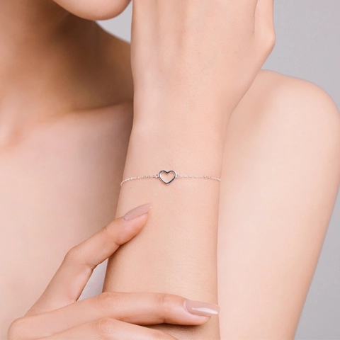 925 Sterling Silber Herz Armband Minimalistische Hohl Liebe Anhänger Verstellbare Kette Schmuck Für Frauen Mädchen Elegant Süß