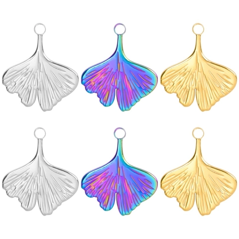 Collana con Ciondolo a Foglia di Ginkgo in Acciaio Inossidabile per Donna Gioielli Minimalisti a Foglia Fai da Te Oro Argento
