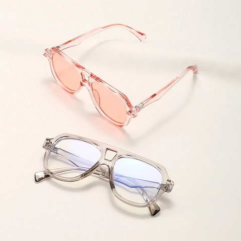 Retro Double Beam Aviator Sunglasses Fashion Large Frame PC UV400 Anti Blue Light Glasses For Women Men