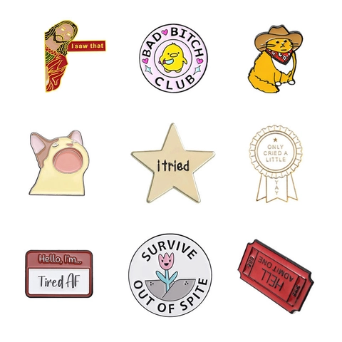 Funny Enamel Pins Cartoon Cat Jesus Internet Meme Brooches Zinc Alloy Lapel Badges For Backpacks Clothes Hats Jewelry