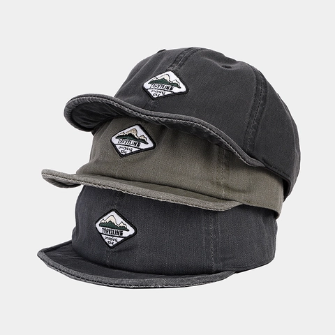 Vintage Washed Cotton Baseball Cap Short Brim Soft Top Distressed Workwear Hip Hop Style For Men Women