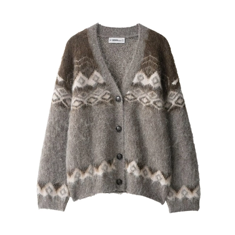 Cardigan In Maglia Jacquard Geometrico Fair Isle Da Donna Scollo A V Con Bottoni Morbido Maglione Retrò