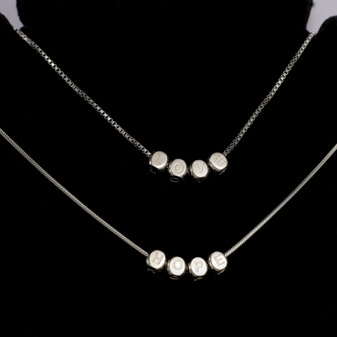 Collier Lettre Initiale En Acier Inoxydable Pendentif Cube Carré Alphabet Gravé Bijoux De Mode