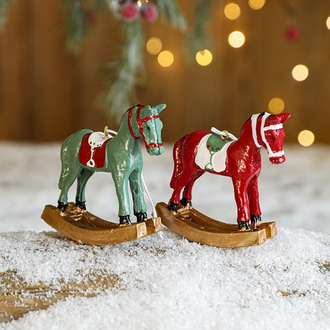 Ornamenti Appesi Cavallo A Dondolo Di Natale Resina Dipinto A Mano Stile Vintage Decorazioni Per Albero Di Natale Arredo Festivo