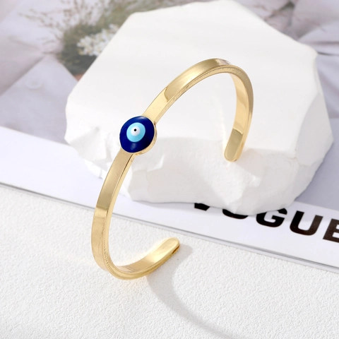Brazalete De Ojo Turco Cobre Esmalte Minimalista Boho Etnico Geometrico Ajustable Joyeria Para Mujeres Hombres Regalo