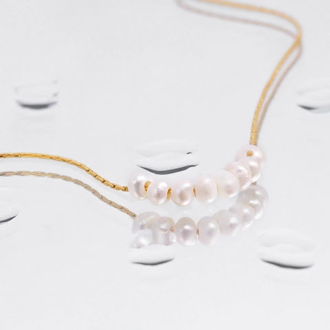 Korean Minimalist Titanium Steel Necklace PVD 18K Gold Plated Artificial Pearl Clavicle Chain Necklace For Women Elegant Jewelry
