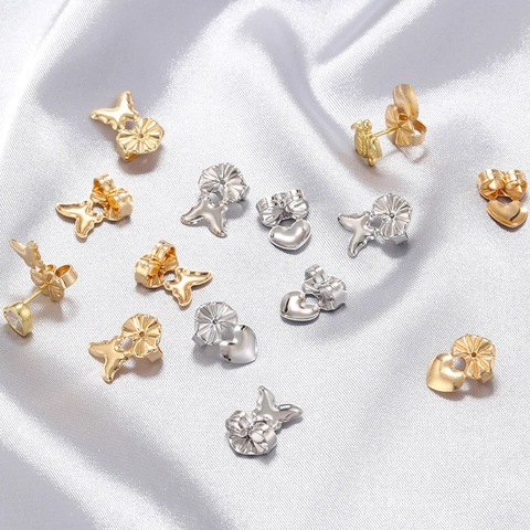 Elevadores De Pendientes Latón Corazón Mariposa Forma Soporte Espalda Para Orejas Caídas Pendientes Pesados