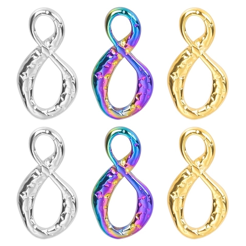 Collana Pendente Infinito Martellato Acciaio Inossidabile 304 Placcato Oro Argento Arcobaleno Gioielli Irregolari