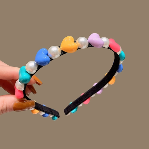 Cerchietto Per Capelli Con Cuore Dolce E Künstliche Perle Artificiali Acrilico Accessorio Per Capelli Per Donne Ragazze